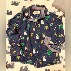 Free Planet boys size 6 button up Christmas holiday shirt